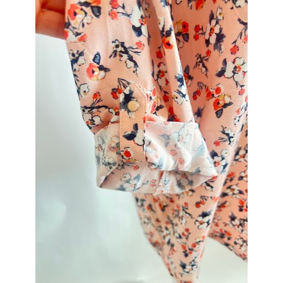 MOTHERHOOD FLORAL PATTERN V-NECK BUTTON DOWN TWO CHEST POCKETS MATERNITY BLOUSE - Picture 8 of 11